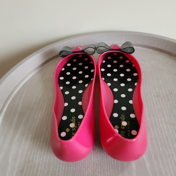 Kate Spade Pink Flats with Black Bow Accent - Picture 5 of 7